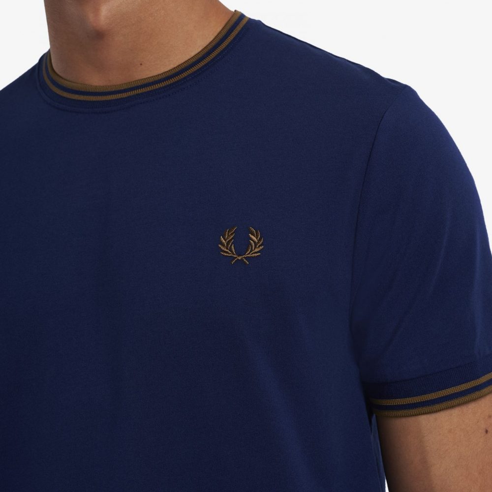 Fred Perry M1588 Twin Tipped T Shirt French Navy - MOJO KING