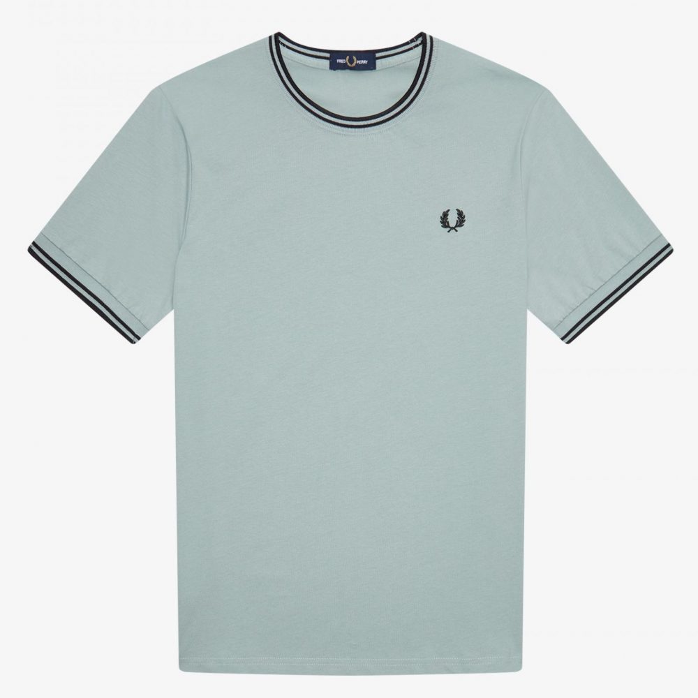 Fred Perry M1588 Silver Blue Twin Tipped T Shirt - MOJO KING
