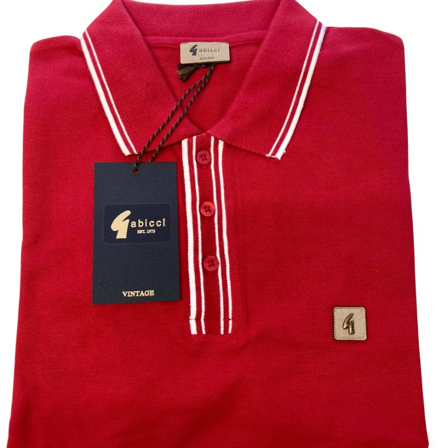 Gabicci Vintage V50GX01 Jordan Polo Shirt Garnet - MOJO KING