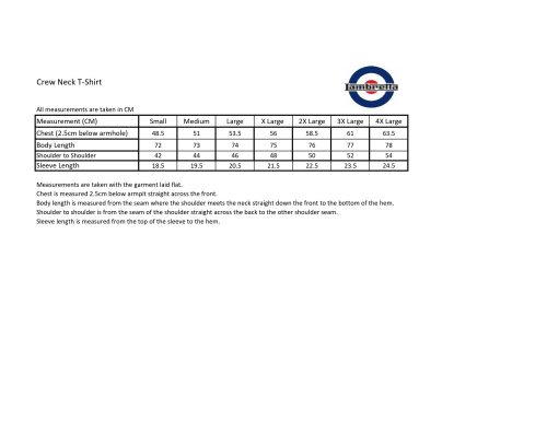 lambretta tee size